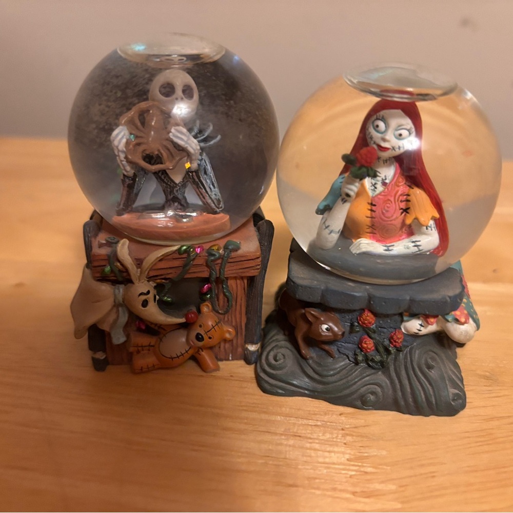 Set of two Disney Nightmare Before Christmas mini snowglobes